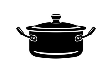 Saucepan for cook hot dishes. Icon in simple style.