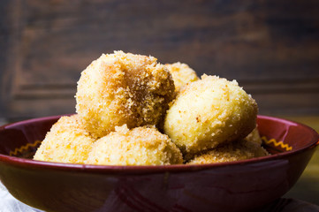Bread crumb dumplings in a bowl
