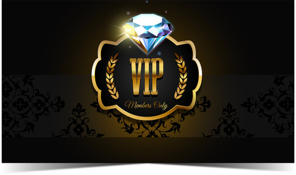 VIP invitation with golden elements and diamond