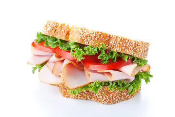 Smoked Turkey With Lettuce And Tomato Sandwich