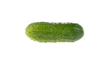 green fresh cucumber on a white background