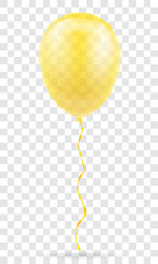 celebratory yellow transparent balloon pumped helium with ribbon stock vector illustration