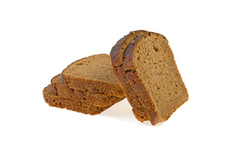 a piece of dark bread on a white background