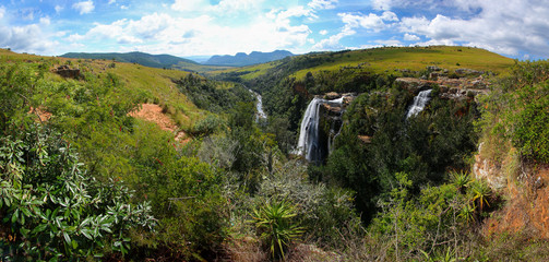 Panoramic view from the top of the Lisbon falls in the Blyde River Canyon area, Mpumalanga province, South Africa