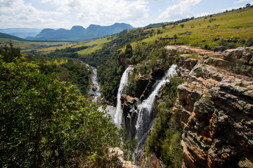 Obraz premium View from the top of the Lisbon falls in the Blyde River Canyon area, Mpumalanga province, South Africa