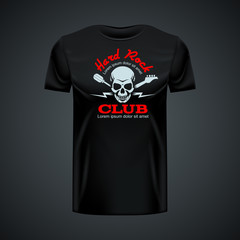 Vintage t-shirt template with Hard Rock Club layout.