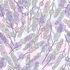 seamless pattern of purple lavender flowers, watercolor style flowers. elegant flowers. vector background