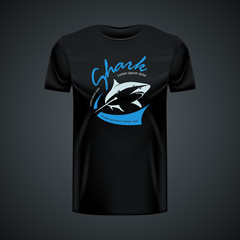 vintage t-shirt template with agresive shark.