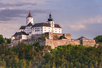 Fototapeta na wymiar Spring sunrise impression of Castle Forchtenstein (Burgenland, Austria))