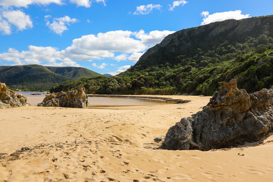 Nature's Valley lagoon on the Garden Route in the Tsitsikamma National Park, Western Cape, South Africa