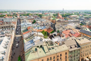 Deurstickers Beautiful European city of Krakow view from above, road to the Florian gates © kosmos111