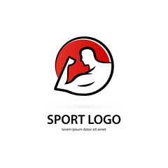 Illustration of business logotype bodybuilding and sport.