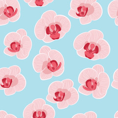 pattern of colorful Orchid flowers vector illustration.stock vector images of beautiful pink Orchid flowers. bright background.