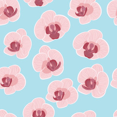 pattern of colorful Orchid flowers vector illustration.stock vector images of beautiful pink Orchid flowers. bright background.