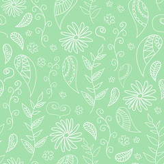 seamless pattern of drawn contours of leaves, flowers, curls. background for patterns, cards, background.sketch collection. Decorative elements for design. Ink, vintage, rustic.