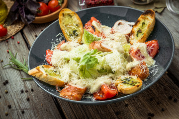 Healthy Grilled Chicken Caesar Salad with Cheese