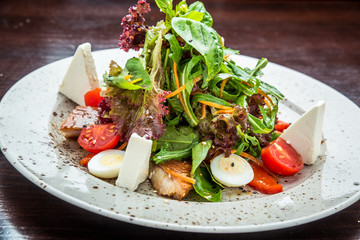 Fish salad - grilled sea bass and vegetables