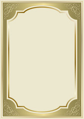 Decorative rectangular framework. Template for diploma, certificate, card. A4, A3  page proportions. Golden gradients applied.