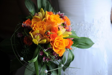 Wedding bouquet of different flowers
