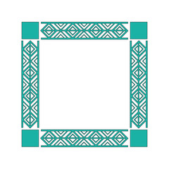 art deco frame elegant decorative square style vector illustration green