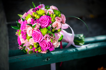 Wedding bouquet of different flowers