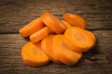 carrot sliced on old wood