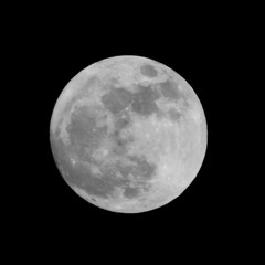 Moon. Black and white photo.