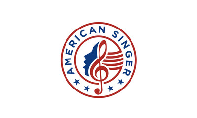 Singer Choir Karaoke logo design with Ribbon National USA Flag Star