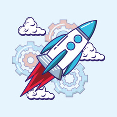Naklejka premium rocket over background, colorful design. vector illustration