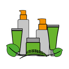 collection green and white containers cosmetic skincare vector illustration