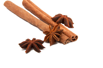 Cinnamon spice sticks isolated on the white