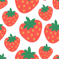 Cute cartoon strawberry seamless pattern. Vector illustration.