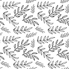 Floral seamless pattern with branches. Vector illustration.