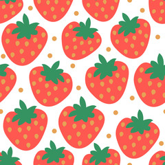 Cute cartoon strawberry seamless pattern. Vector illustration.