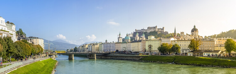 Fototapeta premium Salzburg, twierdza, Salzach, panorama