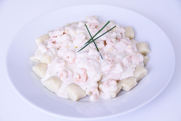 Gnocchi with shrimp and white sauce, São Paulo, Brazil