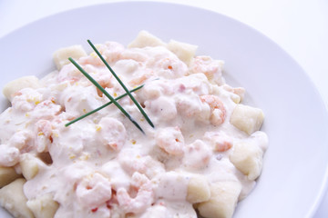 Gnocchi with shrimp and white sauce, São Paulo, Brazil