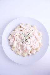 Gnocchi with shrimp and white sauce, São Paulo, Brazil