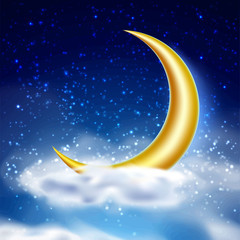 Plakat Vector magic night sky with cloud