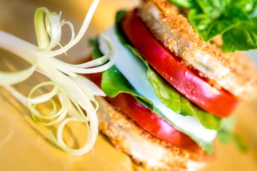 Italian Dish Eggplant Parmigiano with Buffalo Mozzarella and Basil