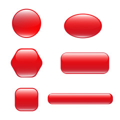 Set of red square and rounded button.