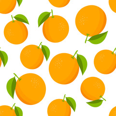 Oranges pattern. Colorful texture with oranges on white background. Vector illustration