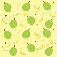 Tropical Thai Fruit in Summer , Durian pattern, Vector illustration