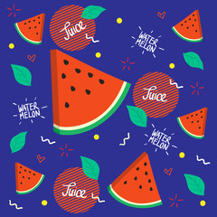 Fruit in Summer , Watermelon graphic pattern, Vector illustration