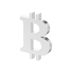 Obraz premium 3D illustration isolated silver bitcoin