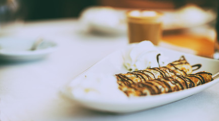 Delicious chocolate crepes
