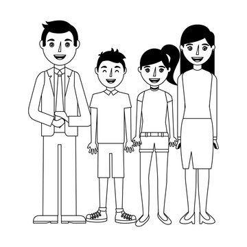happy family parents son and daughter vector illustration