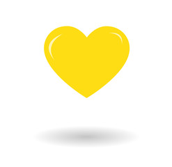 Vector icon of a yellow heart, love symbol flat style graphics