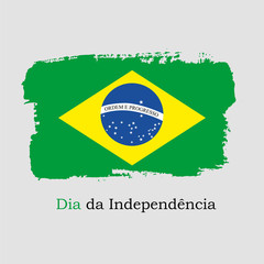 Vector Illustration. Hand draw Brazil flag. National Brazil banner for design. Dia da Independencia of Brazil