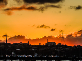 Auckland sky line at sunset, Auckalnd, New Zealand